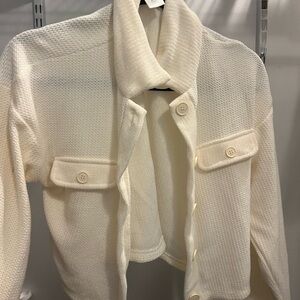 Vici Cream Textured Women's Blazer
